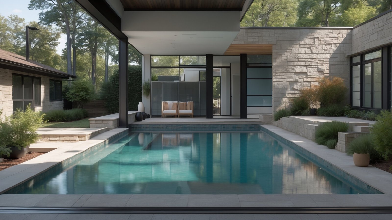 Custom pool installation on sloped backyard property in Spring Hill Tennessee